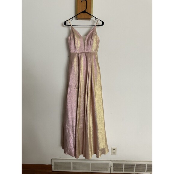 Windsor Rosegold Dress Size 1  Prom Formal Gown Fit & Flare Sleeveless Pockets - Picture 13 of 14